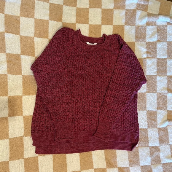 Time and Tru Cranberry Crew Neck Sweater - Picture 1 of 2